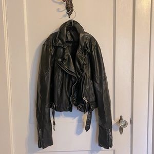 Free People faux leather moto jacket xs